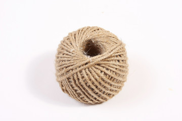Hemp rope clew on white