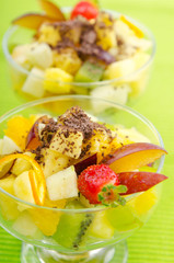 Fruit dessert in the plate