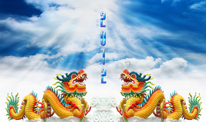 Chinese dragon with 2012 background