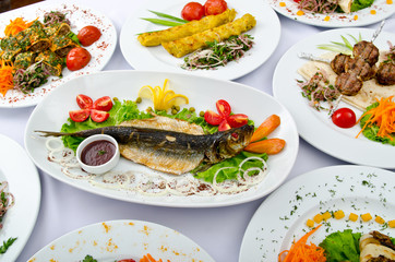 Meals served on a party table