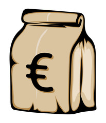 Paper money bag with euro sign