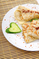 Tasty pancakes served in the plate