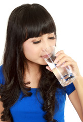 beautiful woman drinking water