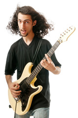 Obraz premium Guitar player isolated on the white background