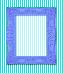 Ornamental blue frame on a stripy background