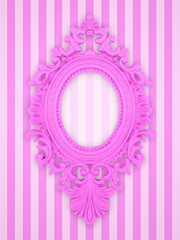Beautiful ornamental frame on a pink stripy background