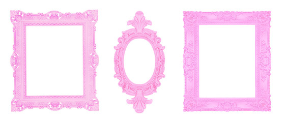 Set of baby pink ornamental frames