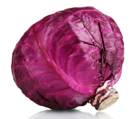 whole red cabbage isolated on white