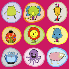 Cute animals icons for children