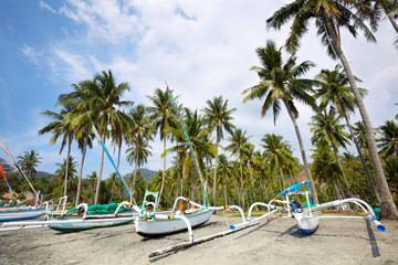 Traditional fishing boats at Bali and Lombok, Indonesia