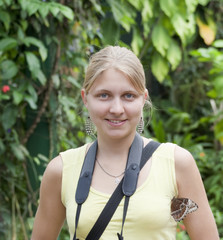 Young Woman with a Blue Morpho