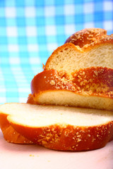 Closeup view of sweet baked bread challah