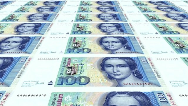 100 DM Banknoten endlos