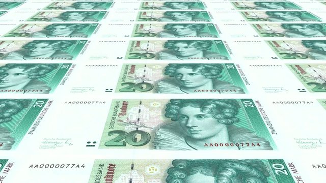 20 DM Banknoten endlos