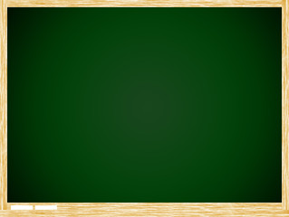 Empty Green board with wooden frame isolate on white background.