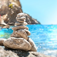 Bright view of Spanish coast line and beautiful clean mediterran