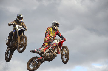 Flying high two motocross racing against
