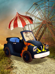 Niebieskie auto z parasolem © Obsidian Fantasy