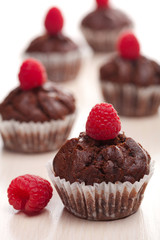 chocolate muffins with raspberry