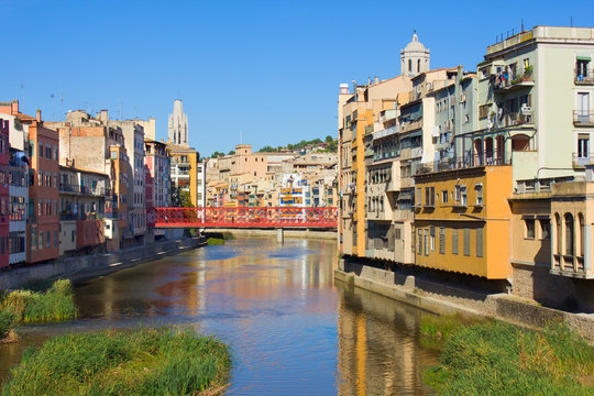 old town on riverbank of Onyar, Girona, Spain