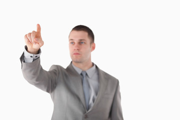 Businessman touching something