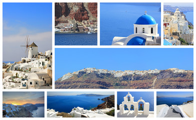 set of summer photos of Santorini Greece