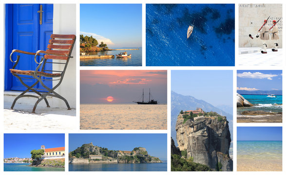 set of summer photos of Greece