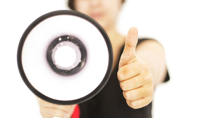Frau mit Megaphone