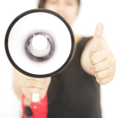 Frau mit Megaphone