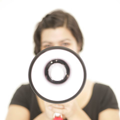 Frau mit Megaphone