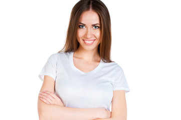 Fototapeta premium White caucasian Teen wearing a clean T-Shirt