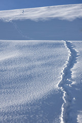 Fototapeta na wymiar footprints in a snowy landscape