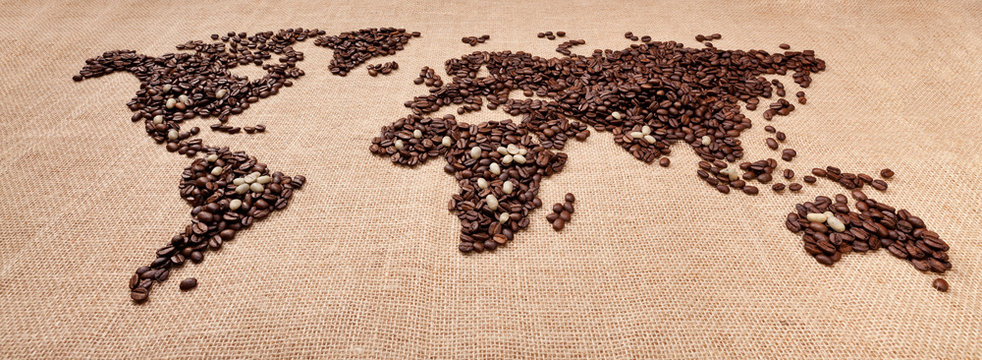 Fototapeta Map made of coffee