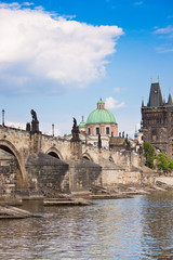 Fototapeta na wymiar Karlov or charles bridge in Prague