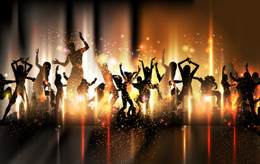 Party sound background Illustration with dancing people - obrazy, fototapety, plakaty