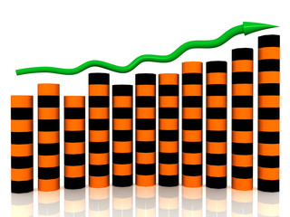 Business growth chart of orange black boxes