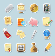 Sticker icons for business and finance