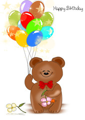 Geburtstagskarte Bär mit Ballon