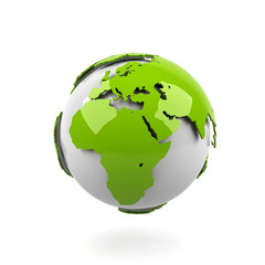 Planet earth on white background.