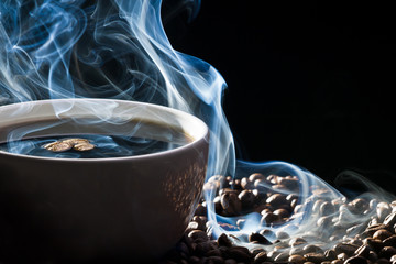Obrazy na Szkle  Niebieski dym i palona kawa