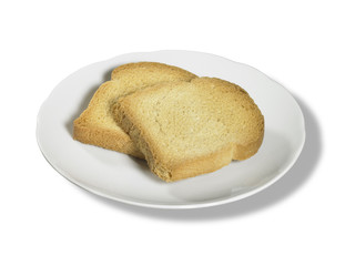 rusk slices on porcelain plate