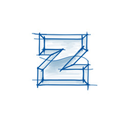 Blueprint font sketch - letter z - marker drawing