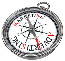 marketing versus advertising concept compass
