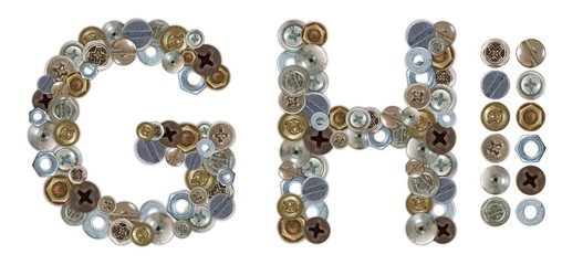 Characters G and H made of nuts and bolts head