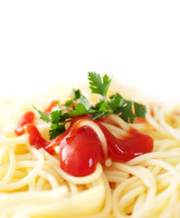spaghetti with ketchup