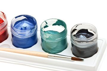 photo of set gouache on white background