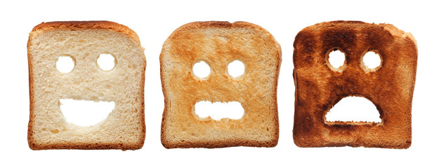 Toast bread differently burned - obrazy, fototapety, plakaty
