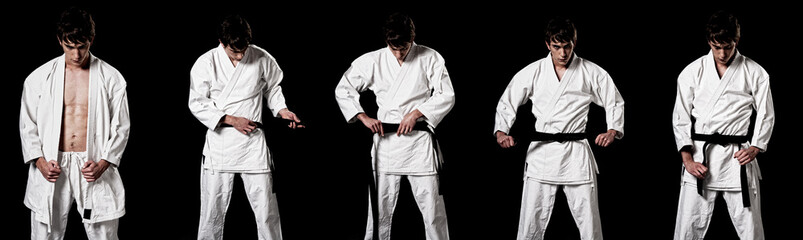Karate male fighter dressing kimono high contrast composite © dgmata