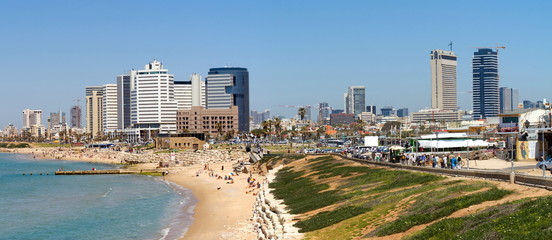 Tel-Aviv beach panorama.Jaffa. Israel.