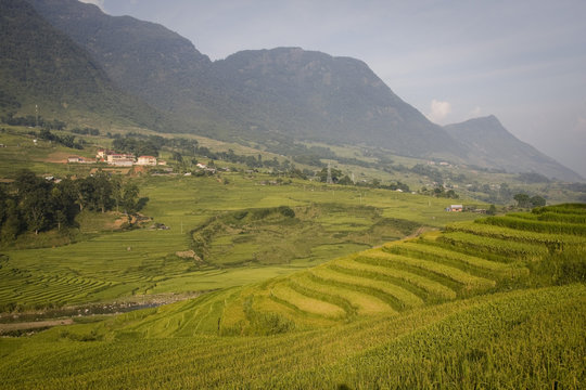 panorama sui monti a sapa in vietnam